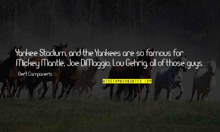 Dimaggio Quotes By Bert Campaneris: Yankee Stadium, and the Yankees are so famous Dimaggio Quotes By Bert Campaneris: Yankee Stadium, and the Yankees are so famous