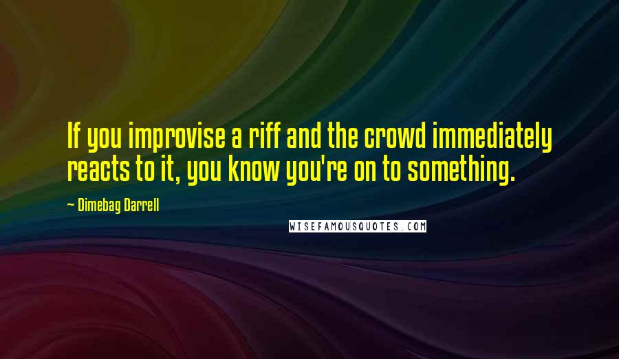 Dimebag Darrell quotes: If you improvise a riff and the crowd immediately reacts to it, you know you're on to something.