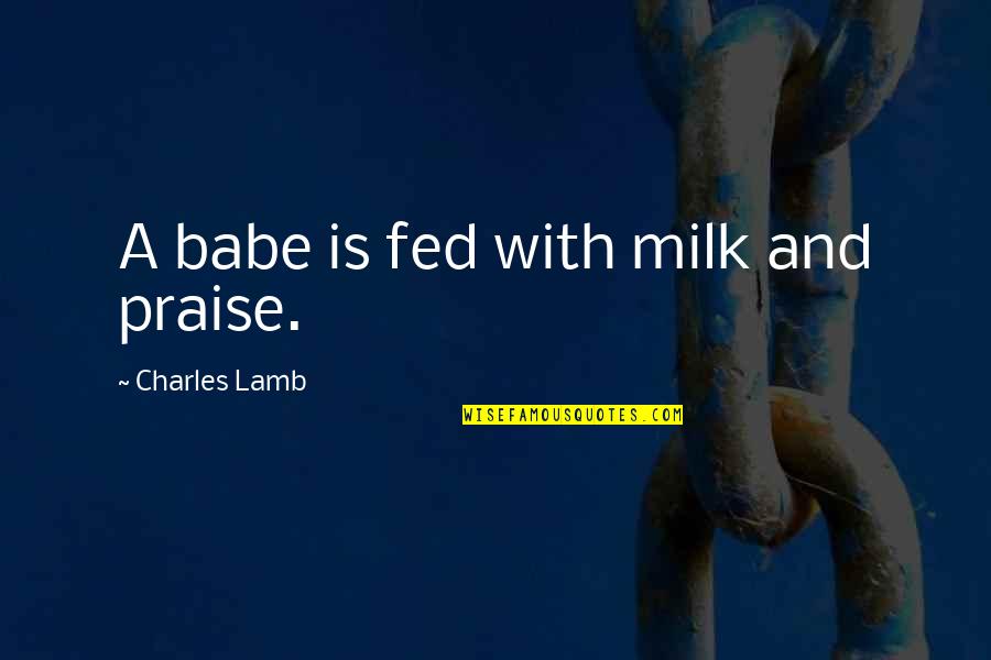 Dimensions Of A Double Bed Quotes By Charles Lamb: A babe is fed with milk and praise.