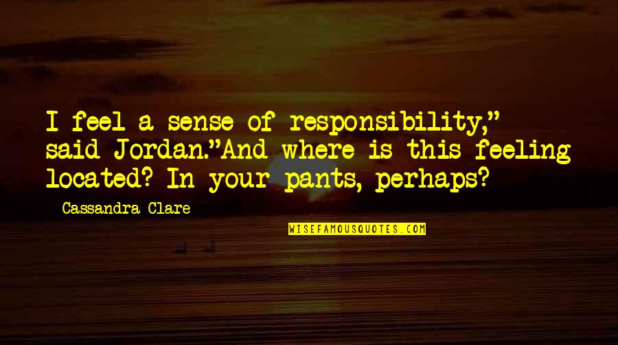 Dimentio Quotes By Cassandra Clare: I feel a sense of responsibility," said Jordan."And