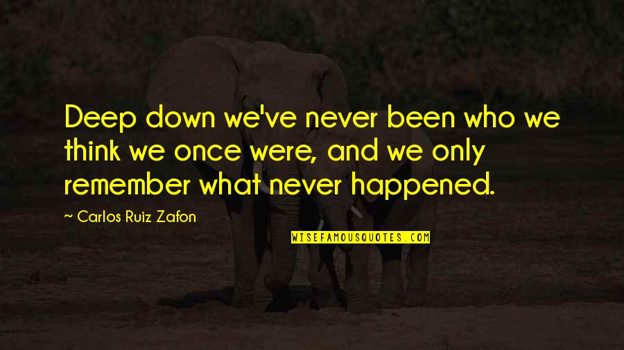 Dimilio Quotes By Carlos Ruiz Zafon: Deep down we've never been who we think Dimilio Quotes By Carlos Ruiz Zafon: Deep down we've never been who we think