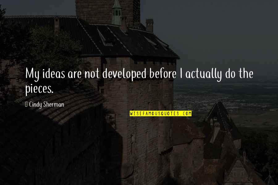 Dimitar Talev Quotes By Cindy Sherman: My ideas are not developed before I actually Dimitar Talev Quotes By Cindy Sherman: My ideas are not developed before I actually