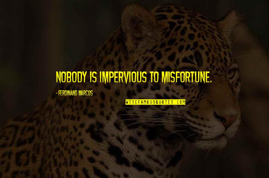 Dimitrova Sleep Quotes By Ferdinand Marcos: Nobody is impervious to misfortune. Dimitrova Sleep Quotes By Ferdinand Marcos: Nobody is impervious to misfortune.