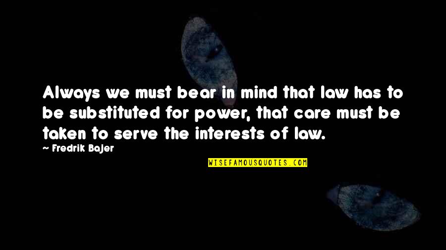 Dimitrova Sleep Quotes By Fredrik Bajer: Always we must bear in mind that law