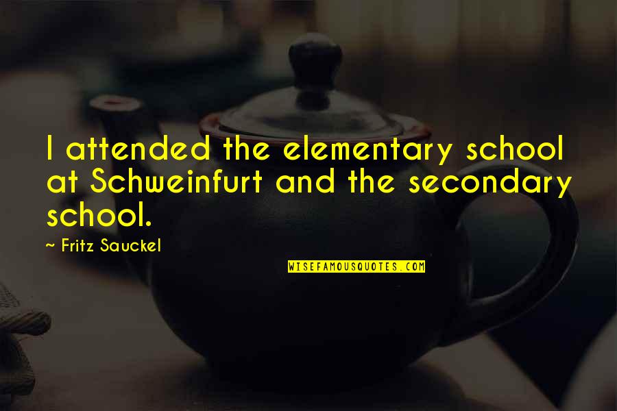 Dimmest Night Quotes By Fritz Sauckel: I attended the elementary school at Schweinfurt and