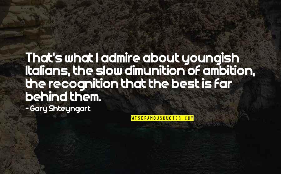 Dimunition Quotes By Gary Shteyngart: That's what I admire about youngish Italians, the