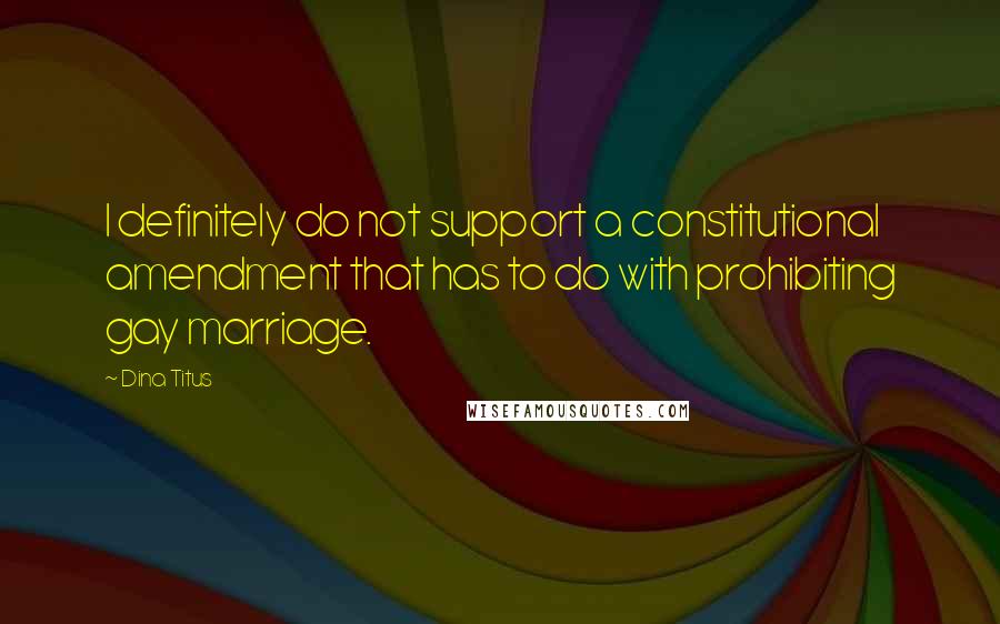 Dina Titus quotes: I definitely do not support a constitutional amendment that has to do with prohibiting gay marriage.