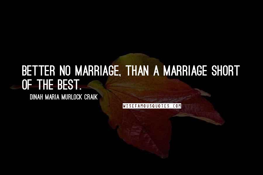 Dinah Maria Murlock Craik quotes: Better no marriage, than a marriage short of the best.