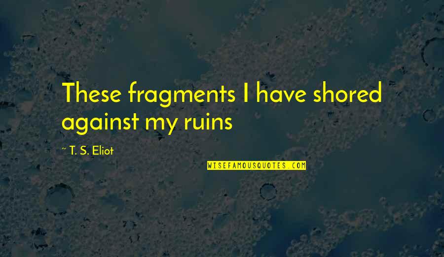 Dinainte De Quotes By T. S. Eliot: These fragments I have shored against my ruins