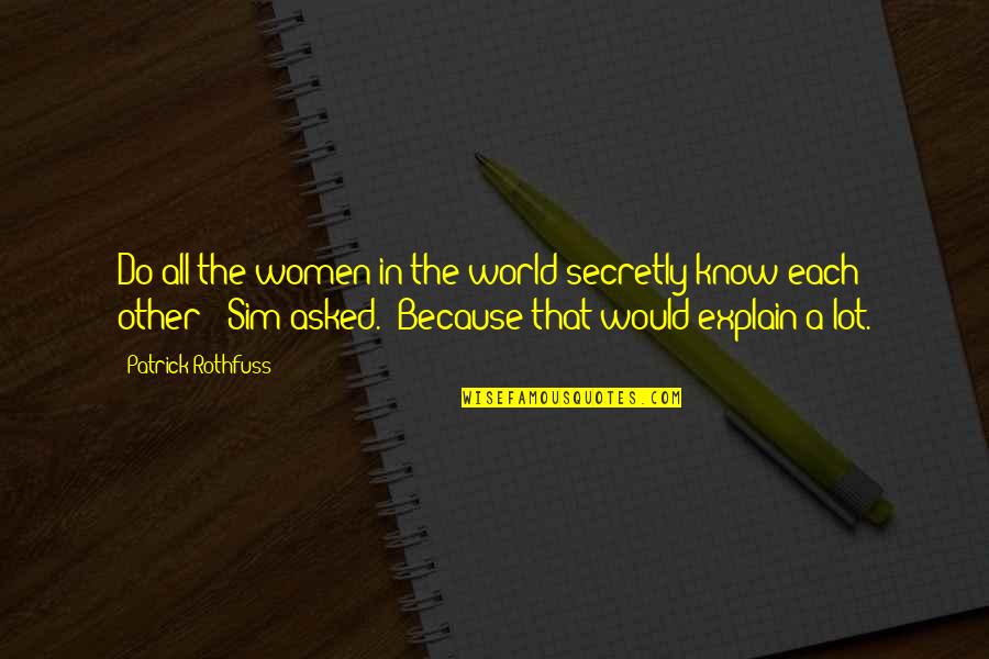 Dindirir Esr Quotes By Patrick Rothfuss: Do all the women in the world secretly
