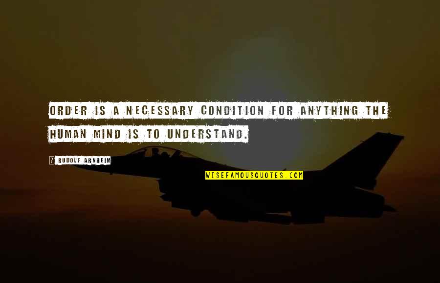 Dingane Innovations Quotes By Rudolf Arnheim: Order is a necessary condition for anything the