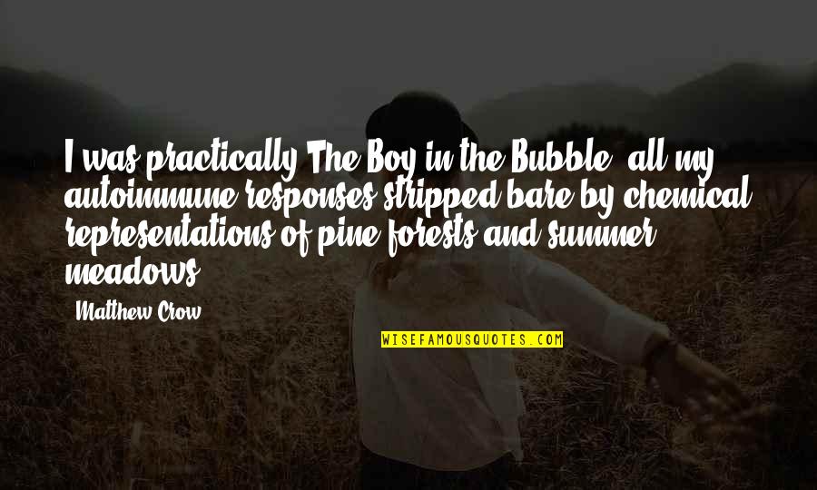 Dingane Thobela Quotes By Matthew Crow: I was practically The Boy in the Bubble; Dingane Thobela Quotes By Matthew Crow: I was practically The Boy in the Bubble;