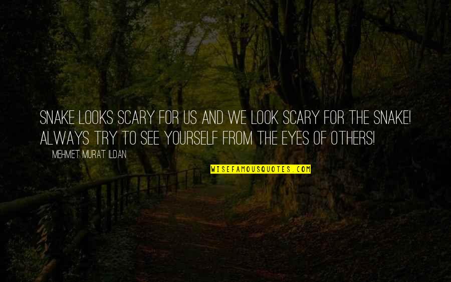 Dinglish Quotes By Mehmet Murat Ildan: Snake looks scary for us and we look Dinglish Quotes By Mehmet Murat Ildan: Snake looks scary for us and we look