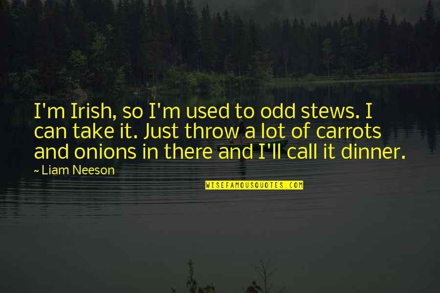 Dinner Food Quotes By Liam Neeson: I'm Irish, so I'm used to odd stews.