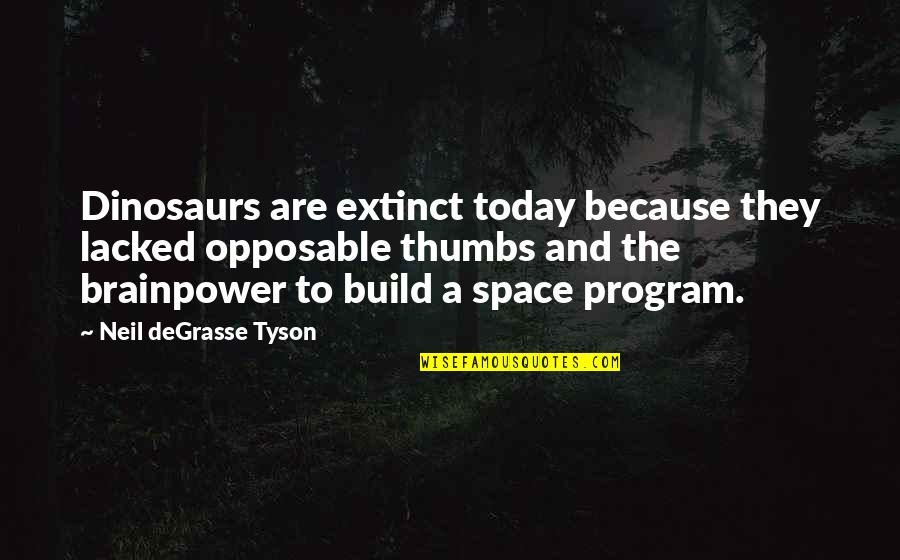 Dinosaurs Extinction Quotes By Neil DeGrasse Tyson: Dinosaurs are extinct today because they lacked opposable