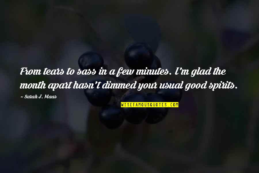 Dinsmoor Strategies Quotes By Sarah J. Maas: From tears to sass in a few minutes. Dinsmoor Strategies Quotes By Sarah J. Maas: From tears to sass in a few minutes.
