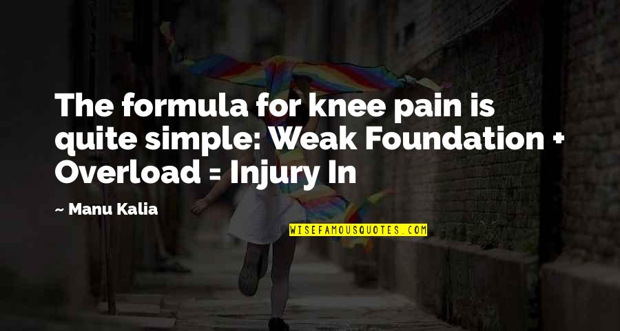 Diocese Quotes By Manu Kalia: The formula for knee pain is quite simple: