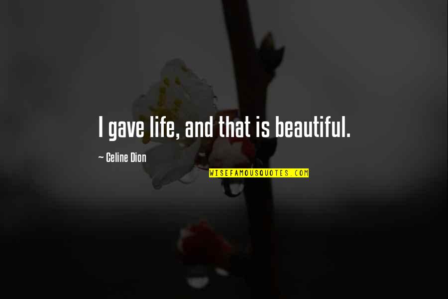 Dion Quotes By Celine Dion: I gave life, and that is beautiful.