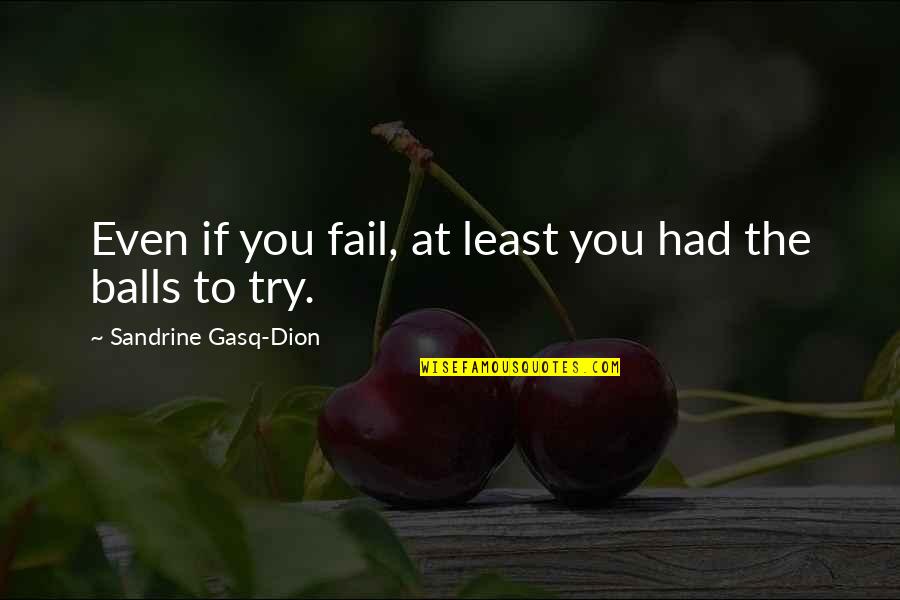 Dion Quotes By Sandrine Gasq-Dion: Even if you fail, at least you had