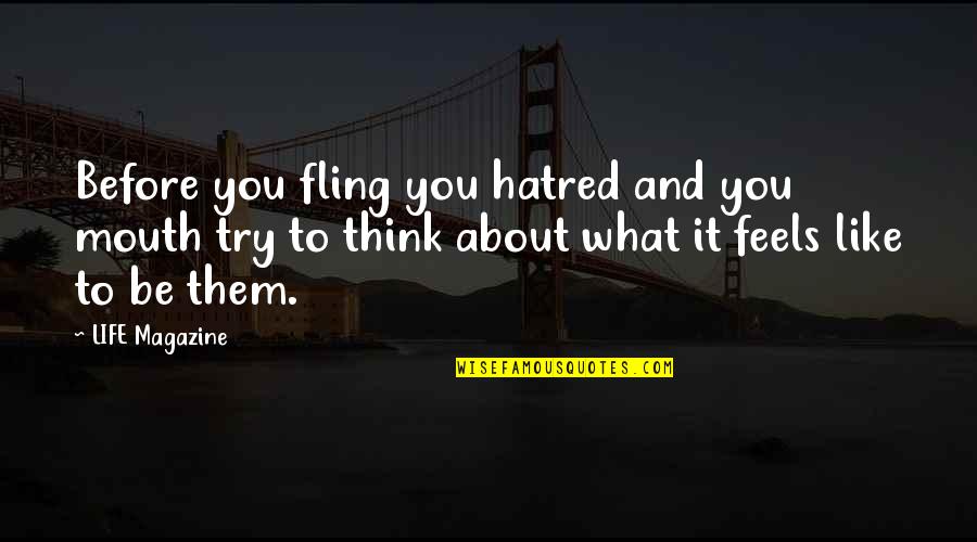 Dioramas Plus Quotes By LIFE Magazine: Before you fling you hatred and you mouth