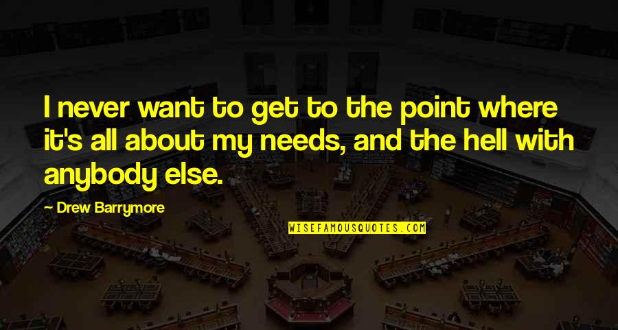 Dipende In English Quotes By Drew Barrymore: I never want to get to the point