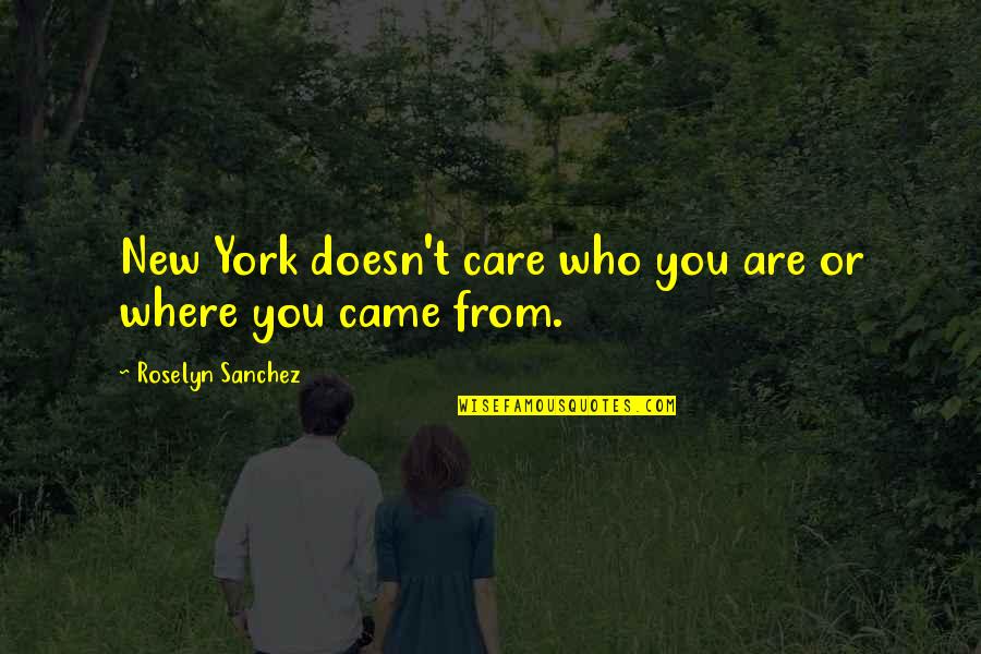 Diposal Quotes By Roselyn Sanchez: New York doesn't care who you are or Diposal Quotes By Roselyn Sanchez: New York doesn't care who you are or