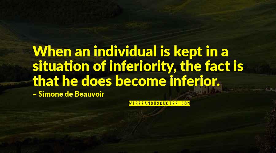 Dippy Fresh Quotes By Simone De Beauvoir: When an individual is kept in a situation Dippy Fresh Quotes By Simone De Beauvoir: When an individual is kept in a situation