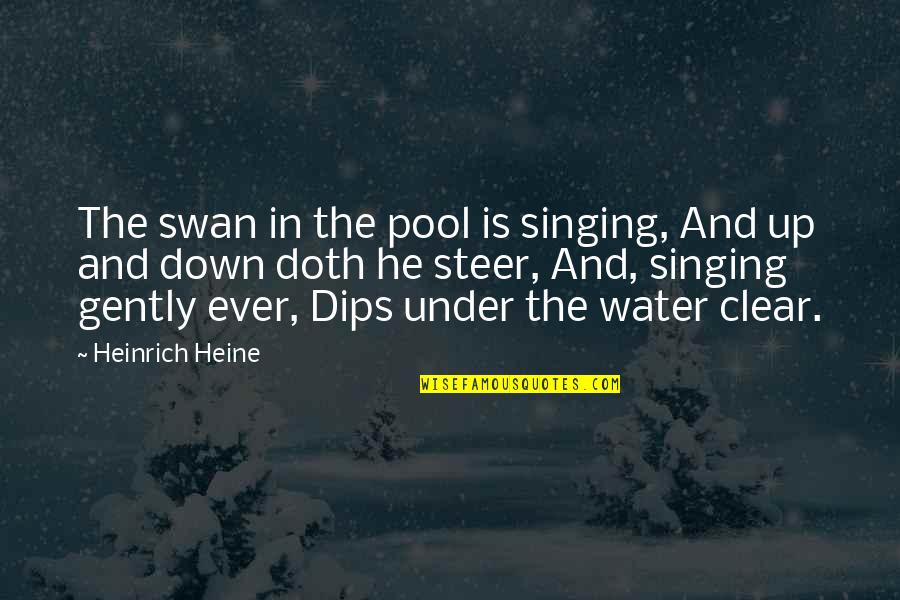 Dips Quotes By Heinrich Heine: The swan in the pool is singing, And