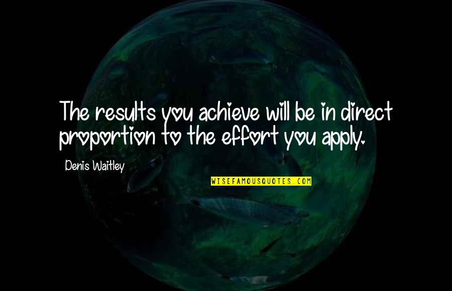 Direct Proportion Quotes By Denis Waitley: The results you achieve will be in direct