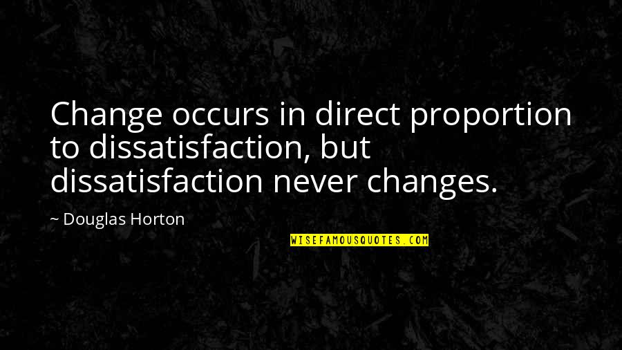Direct Proportion Quotes By Douglas Horton: Change occurs in direct proportion to dissatisfaction, but