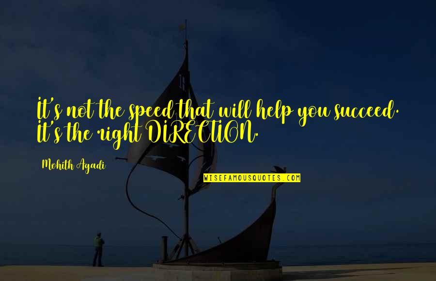 Direction And Speed Quotes By Mohith Agadi: It's not the speed that will help you