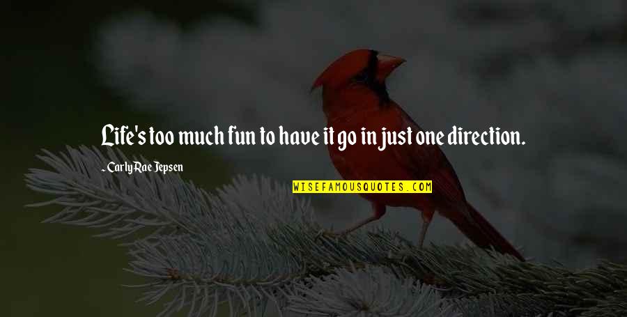 Direction In Life Quotes By Carly Rae Jepsen: Life's too much fun to have it go