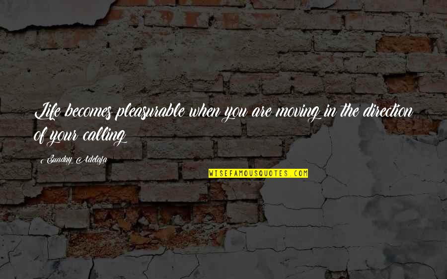 Direction In Life Quotes By Sunday Adelaja: Life becomes pleasurable when you are moving in