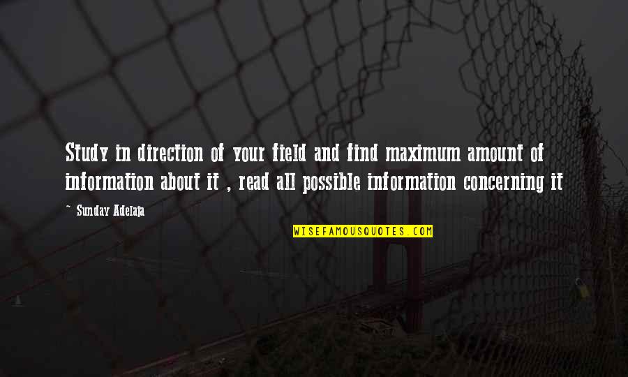 Direction Of Life Quotes By Sunday Adelaja: Study in direction of your field and find