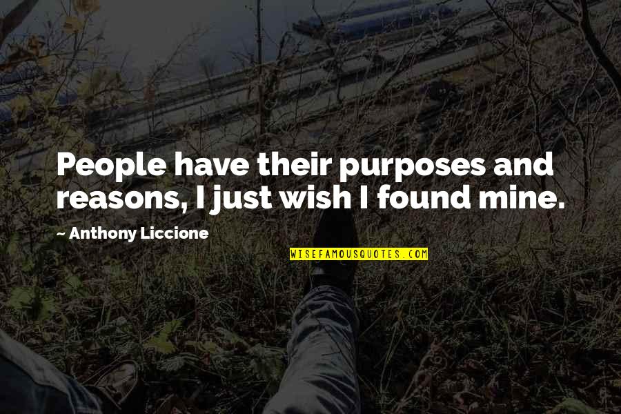 Directions In Life Quotes By Anthony Liccione: People have their purposes and reasons, I just