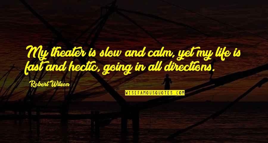 Directions In Life Quotes By Robert Wilson: My theater is slow and calm, yet my