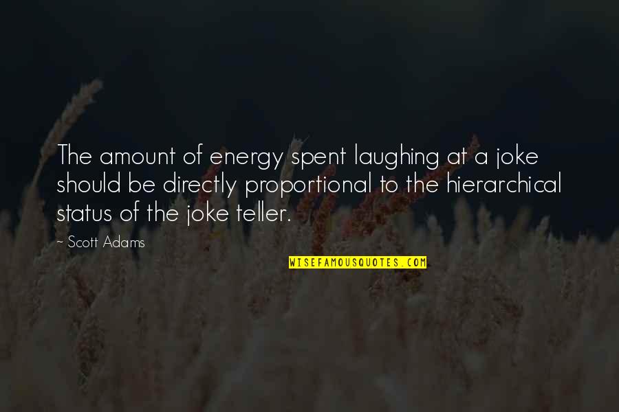 Directly Proportional Quotes By Scott Adams: The amount of energy spent laughing at a