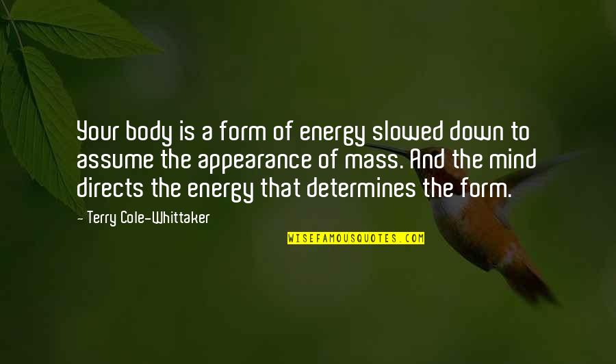 Directs Quotes By Terry Cole-Whittaker: Your body is a form of energy slowed