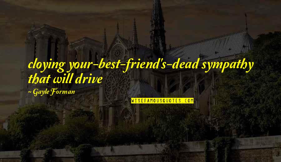 Diremes Quotes By Gayle Forman: cloying your-best-friend's-dead sympathy that will drive Diremes Quotes By Gayle Forman: cloying your-best-friend's-dead sympathy that will drive