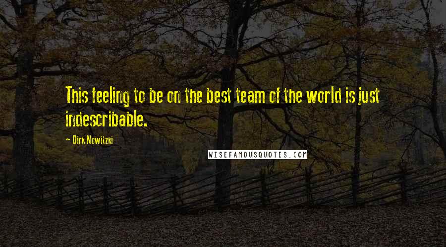 Dirk Nowitzki quotes: This feeling to be on the best team of the world is just indescribable.