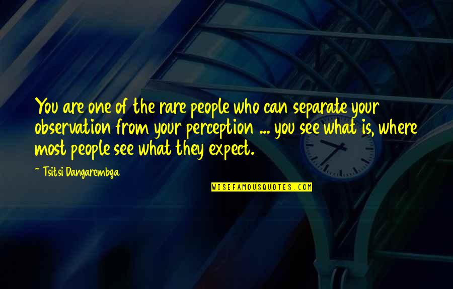 Dirt Work Quotes By Tsitsi Dangarembga: You are one of the rare people who