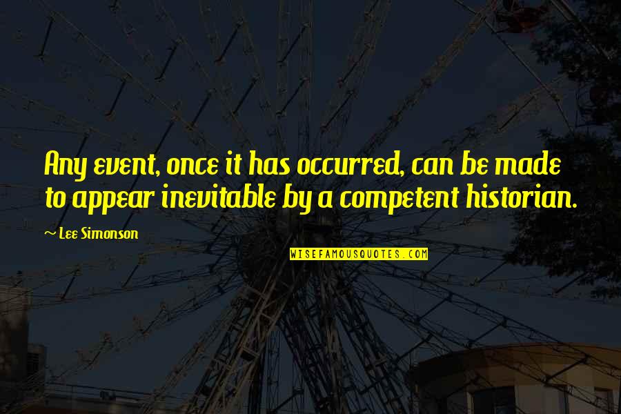 Dirty Beach Quotes By Lee Simonson: Any event, once it has occurred, can be Dirty Beach Quotes By Lee Simonson: Any event, once it has occurred, can be