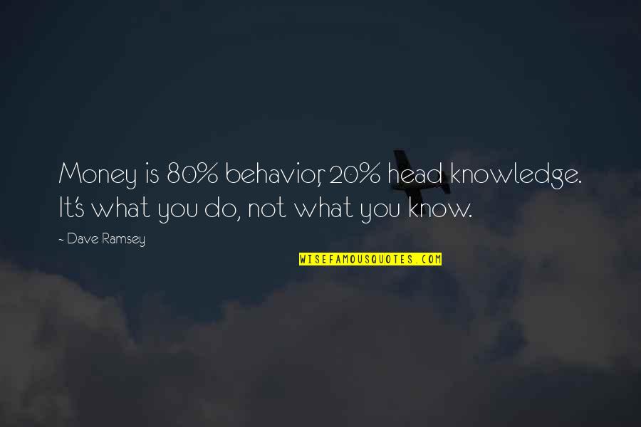 Dirty Indian Politics Quotes By Dave Ramsey: Money is 80% behavior, 20% head knowledge. It's