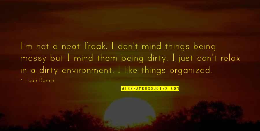 Dirty Mind Quotes By Leah Remini: I'm not a neat freak. I don't mind