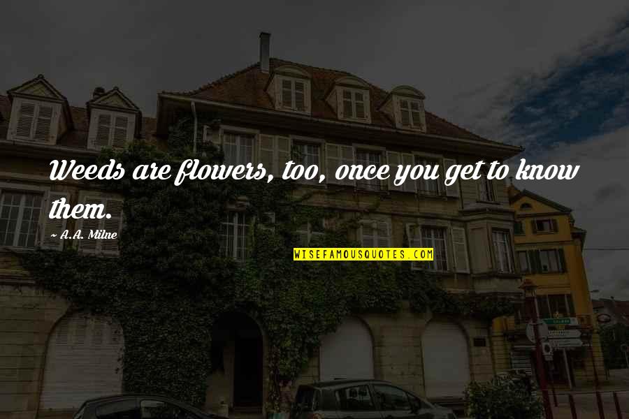 Dirty Sayings And Quotes By A.A. Milne: Weeds are flowers, too, once you get to