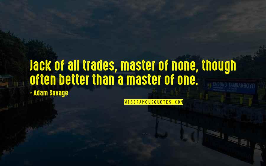 Disadvantages Of Sports Quotes By Adam Savage: Jack of all trades, master of none, though