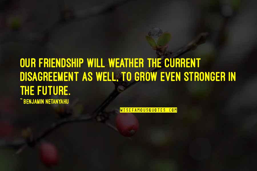 Disagreement Friendship Quotes By Benjamin Netanyahu: Our friendship will weather the current disagreement as