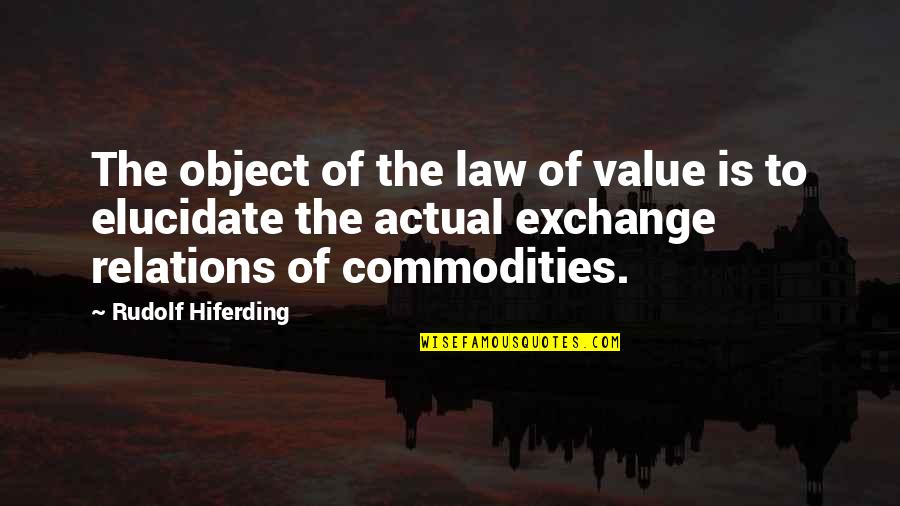 Disante Water Quotes By Rudolf Hiferding: The object of the law of value is