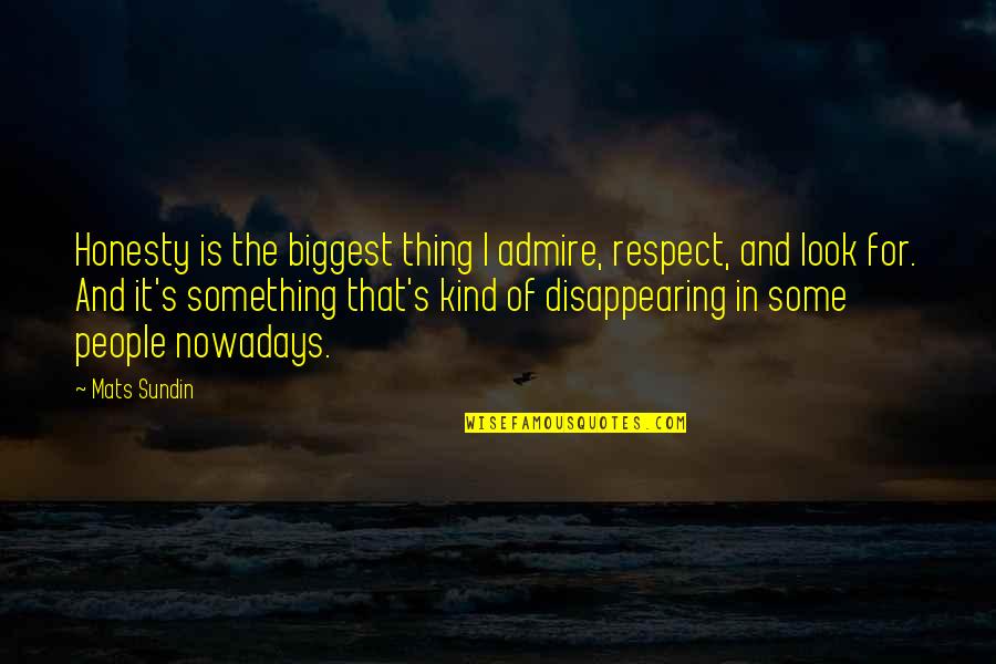 Disappearing Quotes By Mats Sundin: Honesty is the biggest thing I admire, respect,