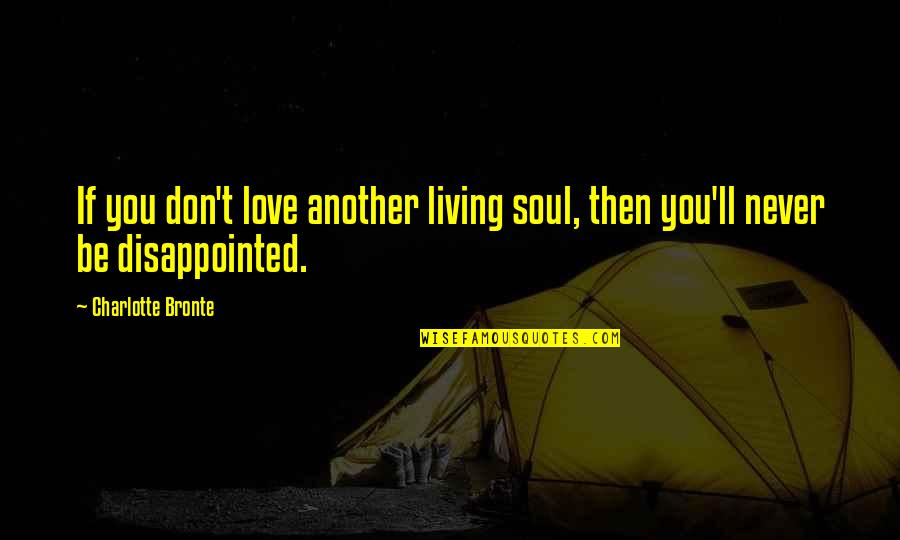 Disappointed In Love Quotes By Charlotte Bronte: If you don't love another living soul, then